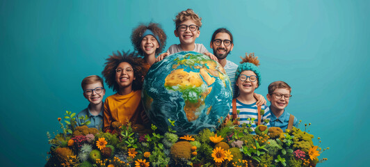 Earth day kids isolated background, Earth conservation concept and World environment day.