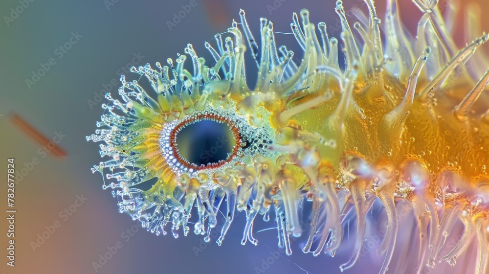 Poster an upclose view of the photoreceptor or eyespot of a euglenoid revealing the delicate and intricate 