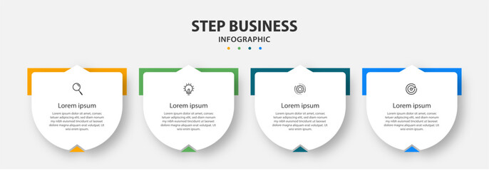 Creative template infographic design template. timeline with 4 steps, options. can be used for workflow diagram, info chart, web design. vector illustration.
