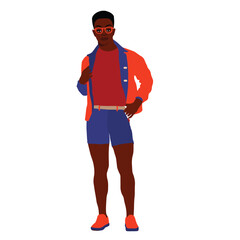 Stylish afro black man in elegant art style vector