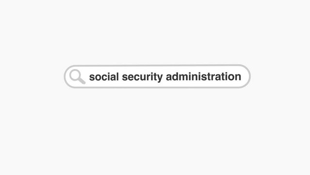 Social security administration typing on internet web digital page search bar