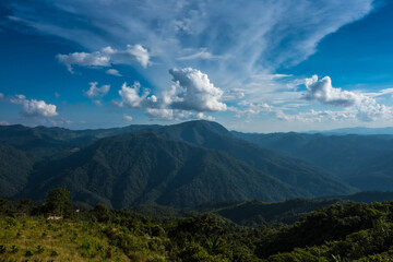 Beautiful sunlight over the mountain range at the north of thailand