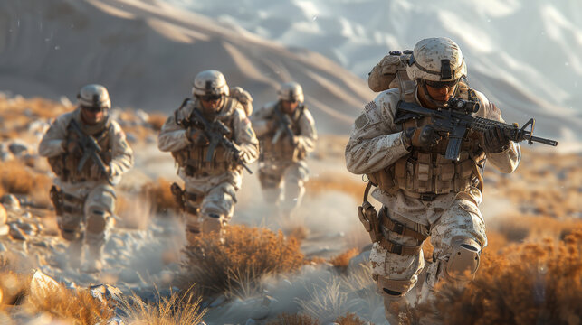 US marines in the desert near the blockpost