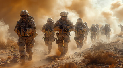 US marines in the desert near the blockpost