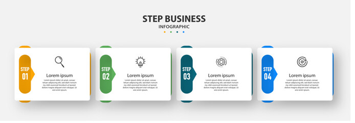 Creative template infographic design template. timeline with 4 steps, options. can be used for workflow diagram, info chart, web design. vector illustration. - obrazy, fototapety, plakaty