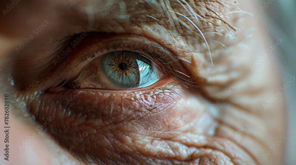 Poster the creases between the eyebrows portraying the struggle to make sense of complex thoughts. .