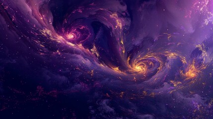 Swirls of magenta and gold create a stunning contrast against the deep blue of the midnight sky.