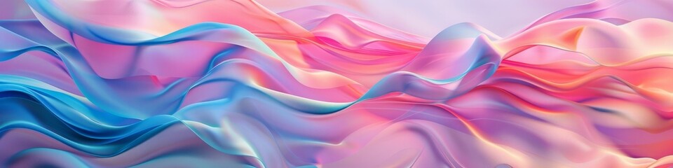 Obraz premium Soft pastel colors form a gentle, wave-like abstract design ideal for a serene backdrop. Banner.
