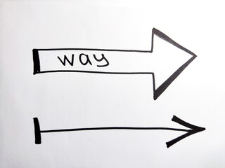 Thick and thin Hand drawn black marker arrows. The concept of business, choosing direction, moving...