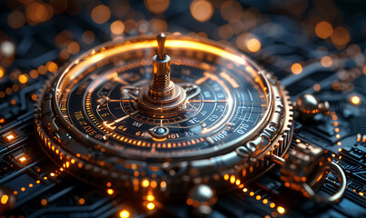 Fototapeta na wymiar The digital compass A strategic explorer for businesses. Generative Ai