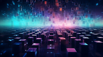 Obraz premium Digital purple and blue data graphic poster web page ppt background