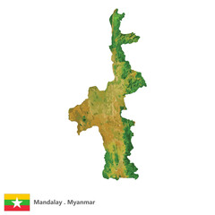 Mandalay, Region of Myanmar Topographic Map (EPS)