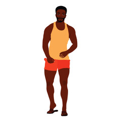 Fototapeta premium Afro black man in elegant art style vector