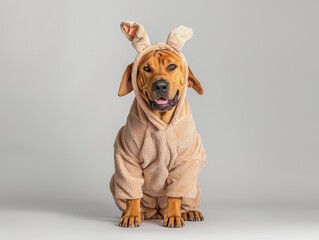 Bloodhound Dog Dressed in Adorable Kangaroo Costume. - obrazy, fototapety, plakaty