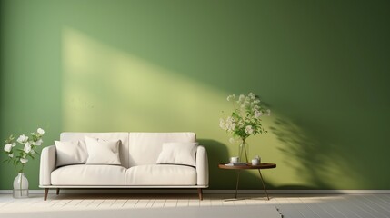 Cozy elegance - a soft white sofa against a rich ruby wall, inviting comfort and relaxation.