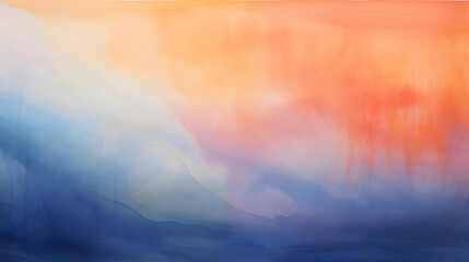 Artistic orange and blue watercolor paint abstract graphic poster web page PPT background