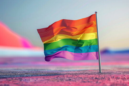 Lone Rainbow Flag on Saline Surface, LGBTQ+ Isolation and Hope