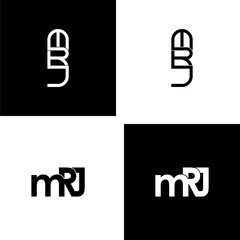 mrj initial letter monogram logo design set