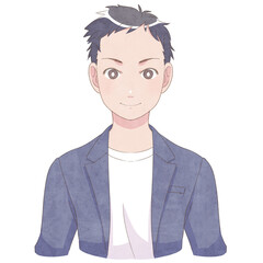 微笑む男性/男性のイラスト素材/透過PNG