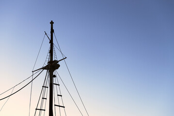 Silhouette of sailing boat mast