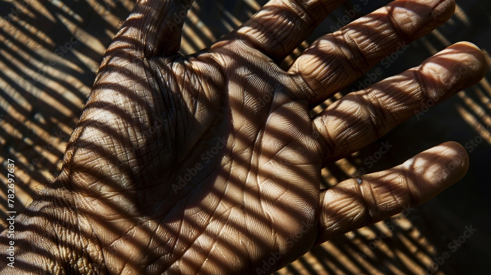 Poster the shadows cast by the palms of the hand create a delicate crisscross pattern on the skin adding a 