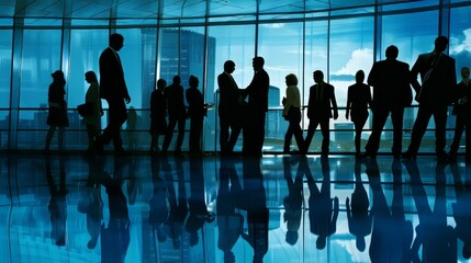A group of business professionals networking at a corporate event