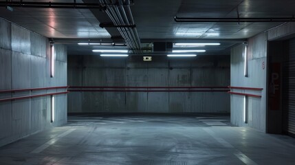A barrier bathed in the artificial daylight of underground parking, a beacon of structure and security