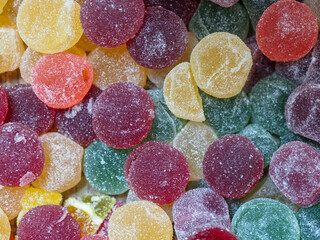 Carnival of Flavors: Colorful Marmalade in Sugar Powder, like Precious Stones