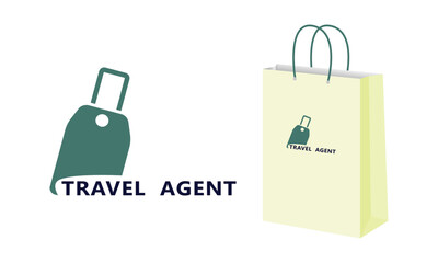 Travel agency logo template with suitcase or baggage concept. Vector illustration.