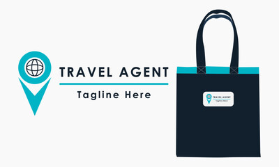 Travel agency logo template with checkpoint and globe concept. Vector illustration. - obrazy, fototapety, plakaty