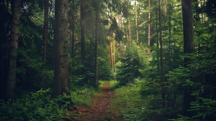 Fototapeta premium Nature background. View Rainforest Background for International Day of Forests. The mystical nature of the rainforest. Beautiful nature landscape.