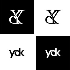 ydk lettering initial monogram logo design set