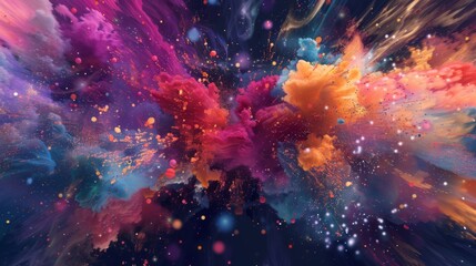 Vibrant hues colliding in a magnificent display of abstract explosions. - obrazy, fototapety, plakaty