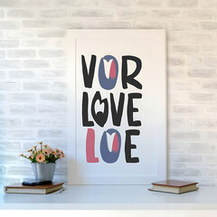 Home decor wall art. Love word. Generative AI 
