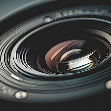 Close up photograph of the inside of a camera lens.