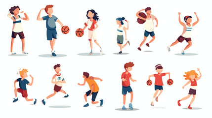Children and different kinds of sports vector illus