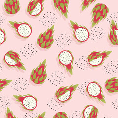 dragon fruit seamless pattern in vector