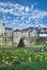 Vannes, beautiful city in Brittany, old half-timbered houses in the ramparts garden. - 782707419