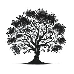 Free vector Tree silhouette isolated on white background. - obrazy, fototapety, plakaty