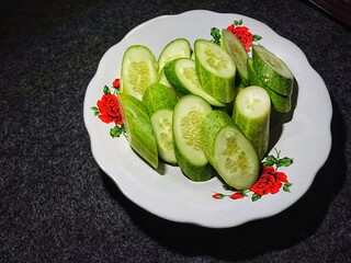 Cucumber slices on a plate.