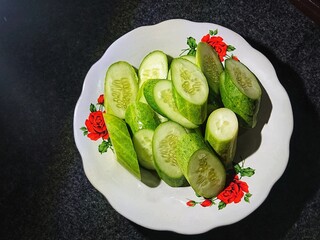 Cucumber slices on a plate.