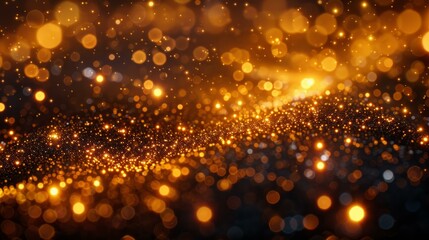 Christmas golden shimmer on navy, light particles in festive dance, holiday gold foil, digital elegance, AI Generative