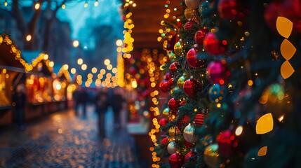 Glittering lights of a holiday market