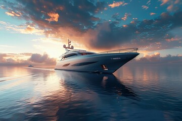 A sleek yacht sailing gracefully on a calm sea
