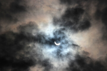 2024 solar eclipse from a cloudy sky near Philadelphia. 