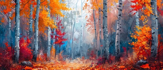 A forest filled with colorful autumn leaves
