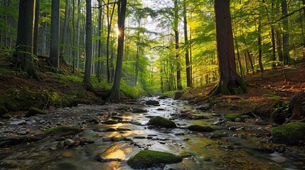 Nature background. View Rainforest Background for International Day of Forests. The mystical nature of the rainforest. Beautiful nature landscape.