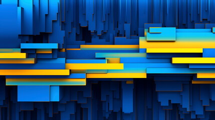 Digital yellow and blue square straight line abstract graphic poster web page PPT background