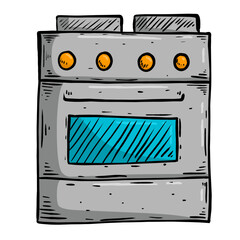 Fototapeta premium illustration of a black and white oven