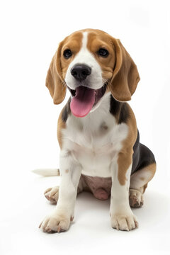 Witness the lively spirit of a beagle in this professionally lit studio portrait. AI generative technology adds depth to the joyful expression of this lovable canine.